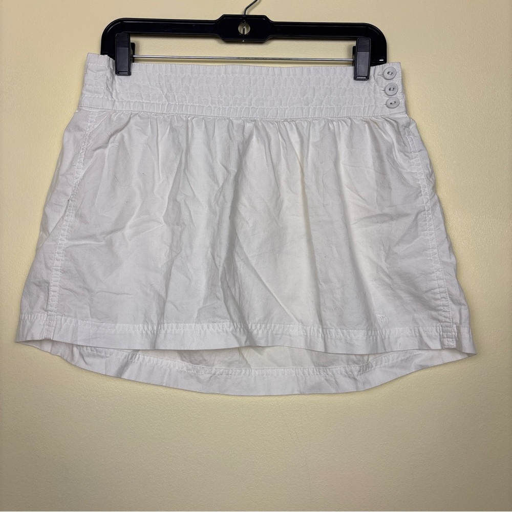 ABERCROMBIE‎ & FITCH Y2K 100% Cotton Mini Skirt Size 4 White Summer Vacation
